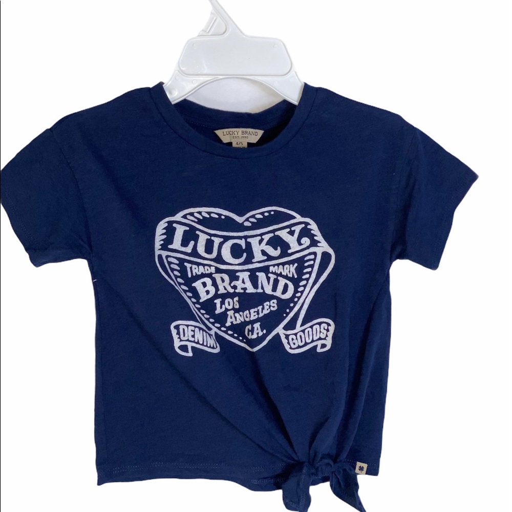 Lucky Brand Girls Navy Short Sleeve Tie at Waist
